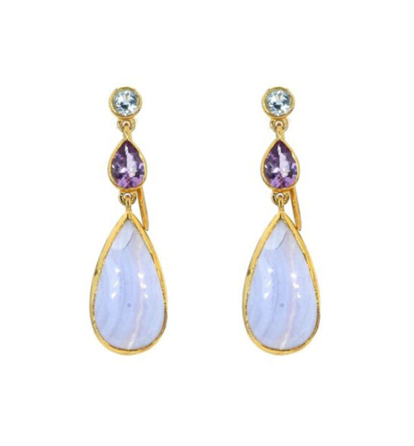 Blue Lace Agate| Amethyst| Aquamarine |Earring