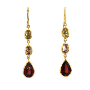 Yellow Zircon| Pinkish Brown Zircon | Garnet | Earring