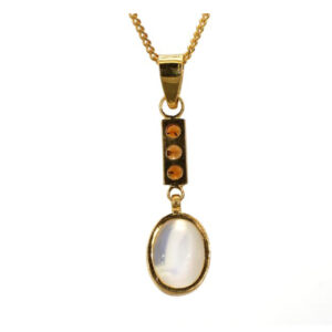 Rainbow Moonstone | Hessonite Garnet Pendant