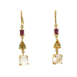 Garnet | Yellow Zircon | Blue Moonstone earrings