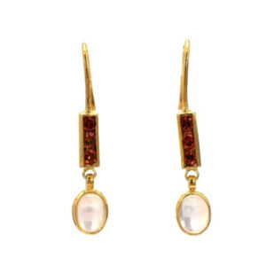 Rainbow moonstone | Hessonite Garnet earrings