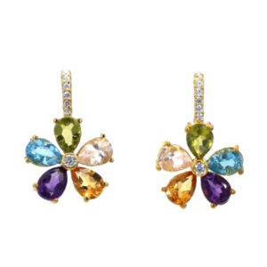 Multi colour earrings | Floral |Topaz |Amethyst | Peridot | Citrine | Rose Quartz