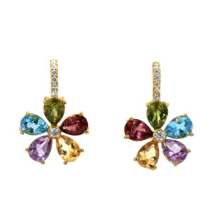 Multi colour earrings | Floral | Topaz | Amethyst | Peridot | Citrine | Garnet