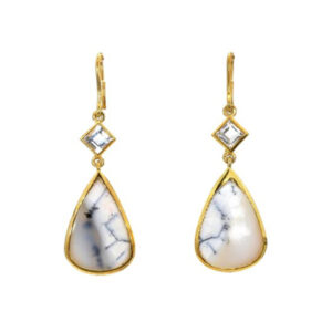 Dendritic Agate| White Topaz | Earrings