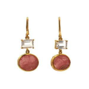 White Topaz | Rhodocrosite | Drop Earrings