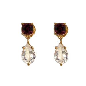 Garnet | Rainbow Moonstone | drop earring