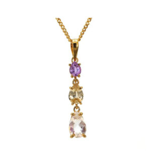 Pink sapphire | Yellow Zircon | Rainbow Moonstone pendants